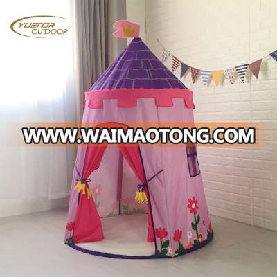 Princess Castle Play Tent Portable Folding Girl's Pop up Playhouse Castle Fairy Tale Cubby Child Kids House Pink for Indoor